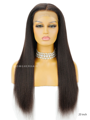 4.5'' Parting Kinky Straight Indian Remy Hair Glueless Lace Front Wigs [ILW08]