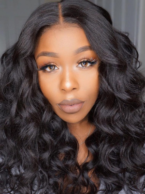 4.5in Lace Front Wigs Light Yaki Pre-Plucked Hairline Indian Remy Human Hair [ILW05]