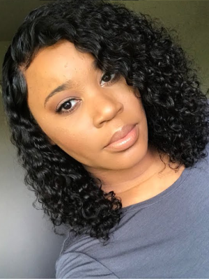 180% Density Fashion Curly Bob Lace Wigs Indian Remy Hair Good Quality [NaturalJoy002]