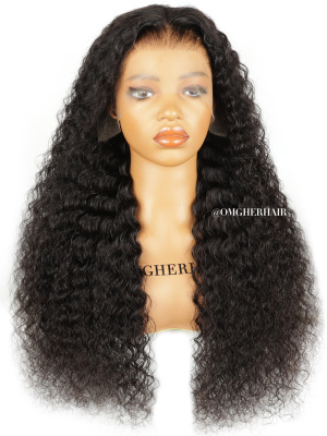Fitted Glueless Natural Deep Curly 360 HD Lace Wigs Pre-Plucked Hairline & Invisible Band [HLW06]