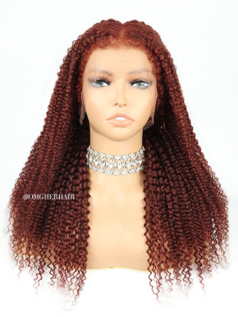 4A-4B Curly Edges Hairline Auburn Curly Fitted Glueless 13x6 HD Wig [GLW04]