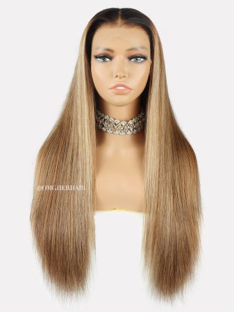 Blonde Highlight Silk Straight 13X6 HD Lace Frontal Wig Clean Hairline & Pre-Bleached [Callie]