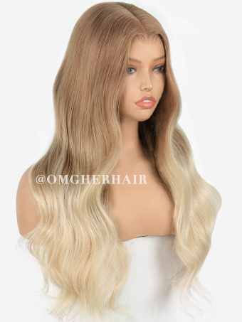 Warm Brown To Honey Blonde Ombre Wavy Luxe Virgin Hair Wear & Go HD Lace Front Wig [Alina]