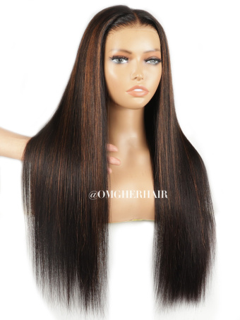 Relaxed Yaki With Highlights 3D DOME CAP Fitted Glueless 8X6 Pre-Cut HD Wig [DLW03]
