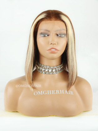 Transparent Lace 13x4 Blonde Highlight Silky Straight BOB Wig  [CS44]