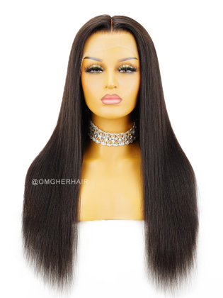 13x6 Lace Frontal Yaki Wig Swiss Lace Pre-Plucked Hairline [CS127]