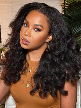 4c Kinky Edges Hairline Fitted Glueless 6'' Coarse Yaki HD Lace Wig [GLW01-RTS]