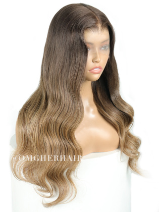 Ash Brown to Honey Blonde Balayage Wavy Luxe Virgin Hair HD Lace Front Wig [Willow]