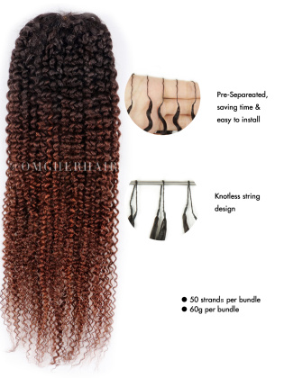 Brown Ombre Kinky Curly Knotless Pre-Separated Crochet Premium Hair Extensions [BH21]