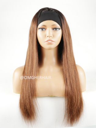 180% Density Honey Brown Ombre Silky Straight Headband Wig [HBD01]