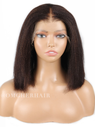 14 In 150 Density Kinky Straight Bob HD Lace Wig Pre-Plucked Hairline [CS323]