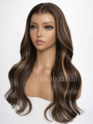 Highlighted Brown Body Wave Luxe Virgin Hair Wear & Go HD Lace Front Wig [VHW06]