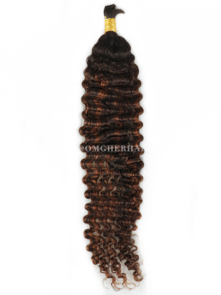 Two pack 26" Mix Brown Burmese Curly Premium Bulk Hair Extension For BOHO Braiding[CS312]