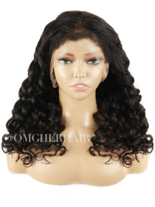 Kinky Wand Curls Invisible Drawstring Fitted Glueless 360 HD Lace Wigs Pre-Plucked Hairline [CS305]