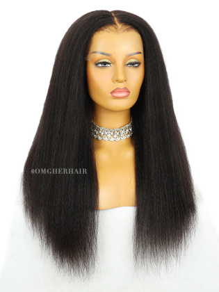 Coarse Yaki 6in Fitted Glueless HD Lace Wig With Natural Baby Hairs [GLW01]