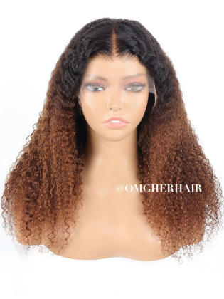 18IN Burmese Curly Honey Ombre  Fitted Glueless 9X6 Pre-Cut HD Lace Wig[CS313]