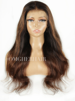 18 In Brown Highlight Wavy Fitted Glueless 6'' HD Lace Wigs [CS301]