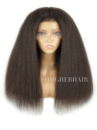 Kinky Straight Luxe Virgin Human Hair 360 Fitted Glueless Drawstring HD Lace Wig [VHW04]