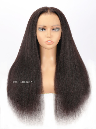 Fitted Glueless 360 HD Lace Wigs Kinky Straight Clean Hairline & Bleached Knots [HLW04]