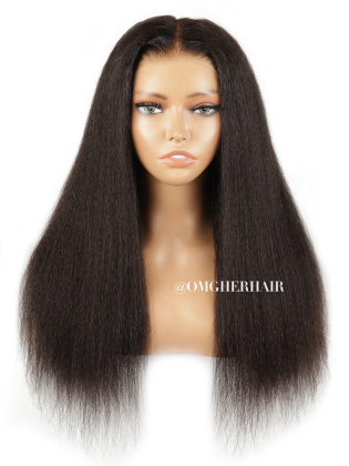 Kinky Straight 3D DOME CAP Fitted Glueless 8X6 Pre-Cut HD Lace Wig [DLW11]																																													