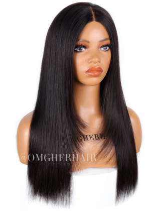 Layered Yaki Straight Seamless Blended 3 In 1 Human Hair Glueless Half Wig [HWG03]