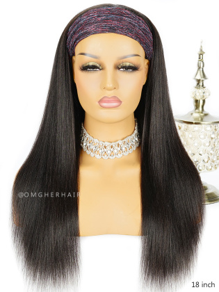 Light YaKi Straight 150% Density  Headband Wig Indian Remy Human Hair [HBS03]