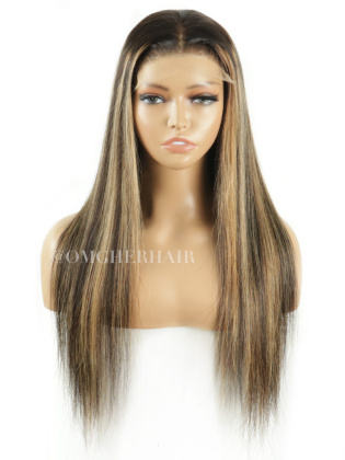 Ombre Blonde Highlight Silky Straight Glueless 5x5 Wear & Go Wig [CS252]