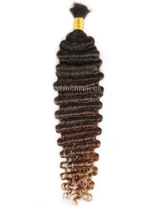 Ombre Copper Brown Burmese Curly Premium Bulk Hair Extension For BOHO Braiding [BH11]