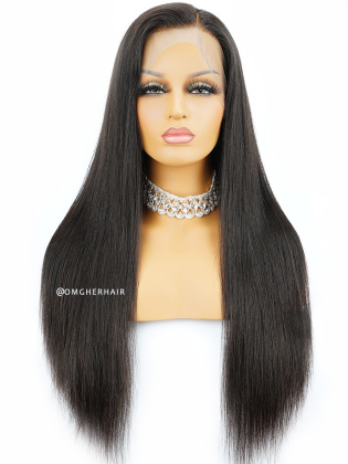 [US Stock]Silky Straight Indian Remy Human Hair 360 Lace Wig Pre-Plucked Hairline [CLW01US]