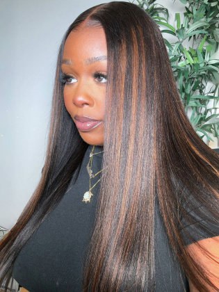 Relaxed Yaki With Highlights 3D DOME CAP Fitted Glueless 9X6 Pre-Cut HD Wig [DLW03-RTS]