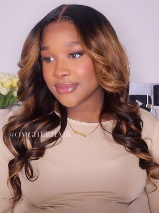 Gorgeous Beyoncé Style Blonde Highlights Balayage Wavy 3D DOME CAP Fitted Glueless 9X6 Pre-Cut HD Lace Wig [SOFIA]																																										