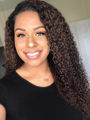[US Stock]Super Pretty Kinky Curly 360 Lace Frontal Wig Indian Remy Hair Pre-Plucked Hairline [CLW09US]