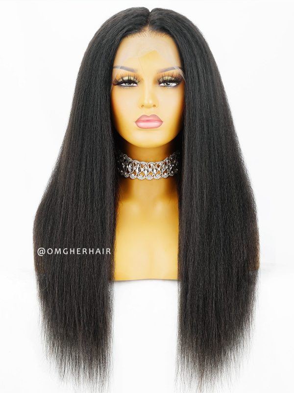 Kinky Straight Virgin Brazilian Human Hair 360 Lace Wig Pre-plucked Hairline