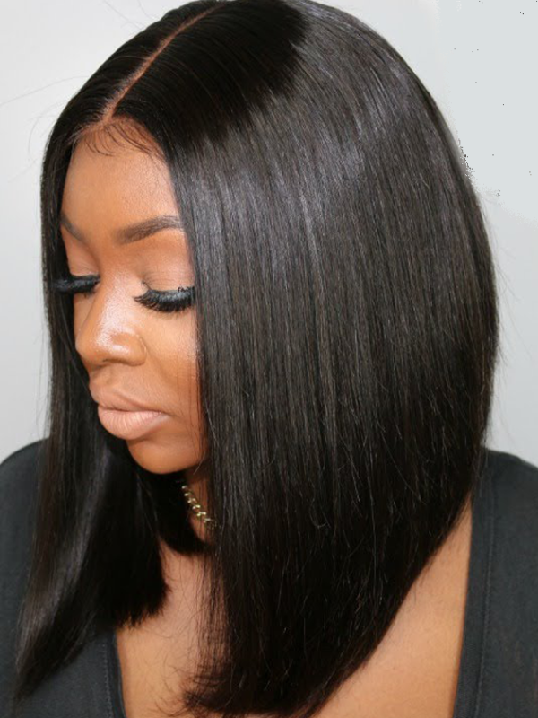 Silky Straight Blunt Cut Bob Lace Wig Indian Remy Hair