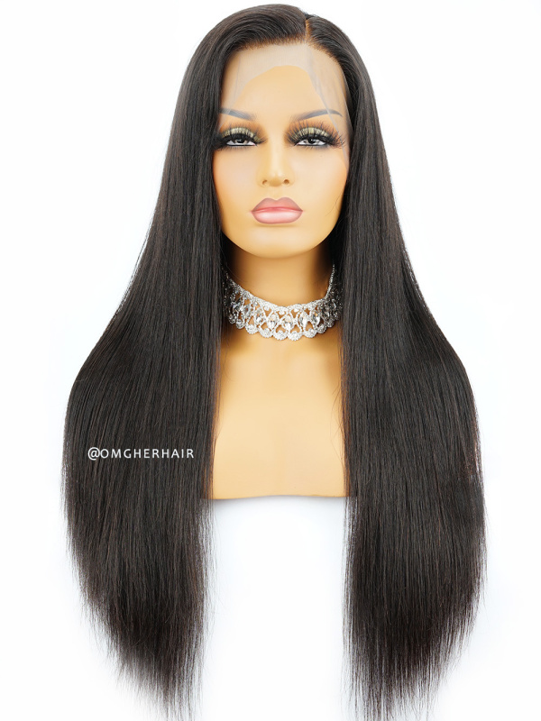 Silky Straight Virgin Brazilian Human Hair Pre-Plucked Hairline 360 Lace Wig