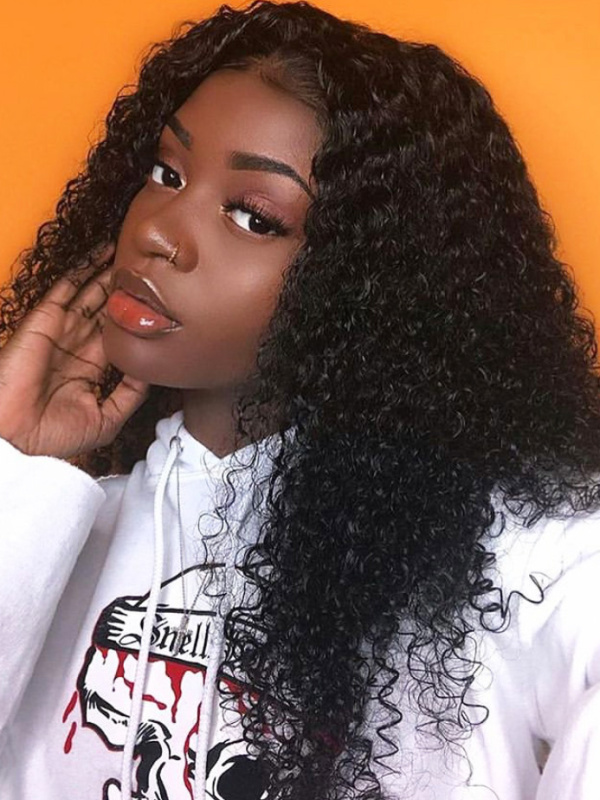 Super Pretty Kinky Curly 360 Lace Frontal Wig Indian Remy Hair Pre-Plucked  Hairline